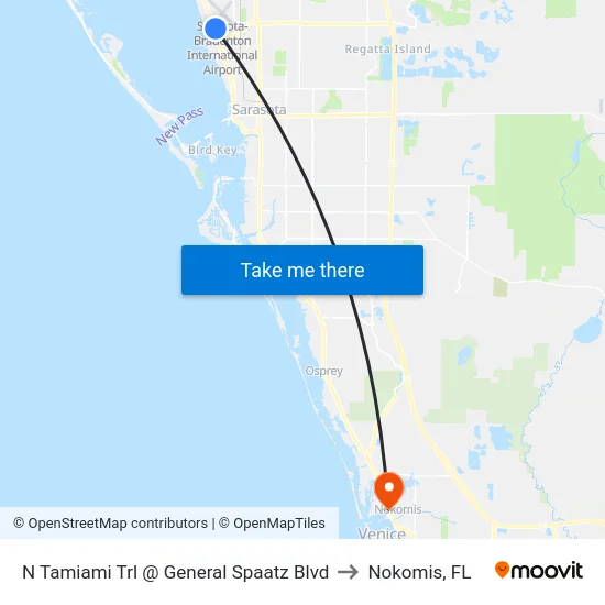 N Tamiami Trl @ General Spaatz Blvd to Nokomis, FL map