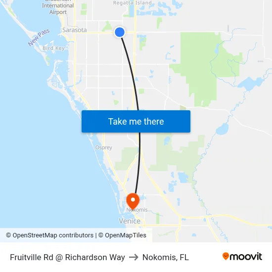 Fruitville Rd @ Richardson Way to Nokomis, FL map