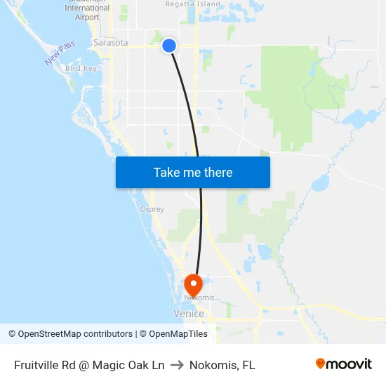 Fruitville Rd @ Magic Oak Ln to Nokomis, FL map