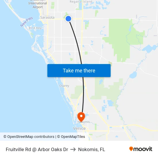 Fruitville Rd @ Arbor Oaks Dr to Nokomis, FL map