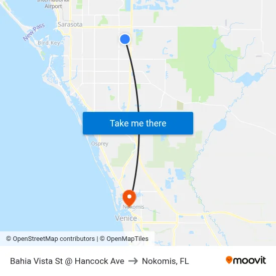 Bahia Vista St @ Hancock Ave to Nokomis, FL map