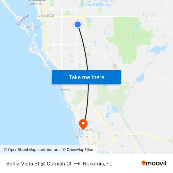 Bahia Vista St @ Cornish Ct to Nokomis, FL map