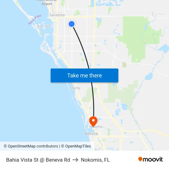 Bahia Vista St @ Beneva Rd to Nokomis, FL map