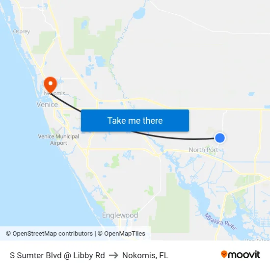 S Sumter Blvd @ Libby Rd to Nokomis, FL map