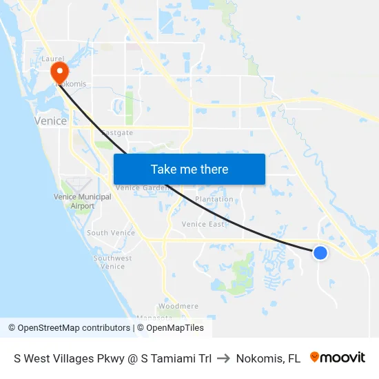S West Villages Pkwy @ S Tamiami Trl to Nokomis, FL map