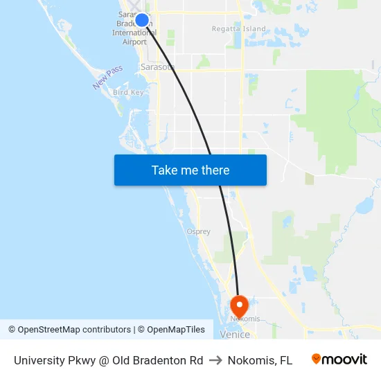 University Pkwy @ Old Bradenton Rd to Nokomis, FL map