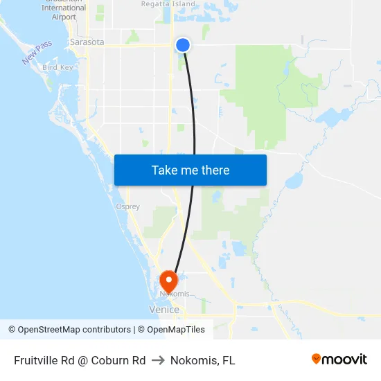 Fruitville Rd @ Coburn Rd to Nokomis, FL map