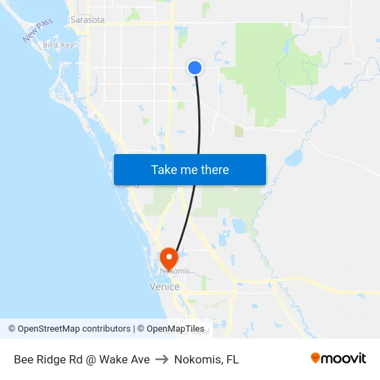 Bee Ridge Rd @ Wake Ave to Nokomis, FL map