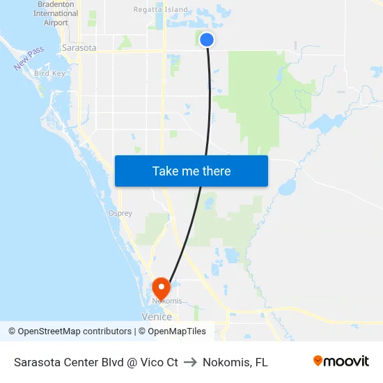 Sarasota Center Blvd @ Vico Ct to Nokomis, FL map