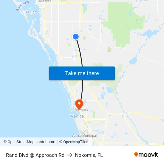 Rand Blvd @ Approach Rd to Nokomis, FL map