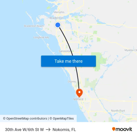 30th Ave W/6th St W to Nokomis, FL map