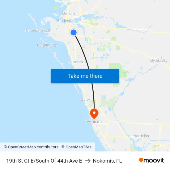 19th St Ct E/South Of 44th Ave E to Nokomis, FL map