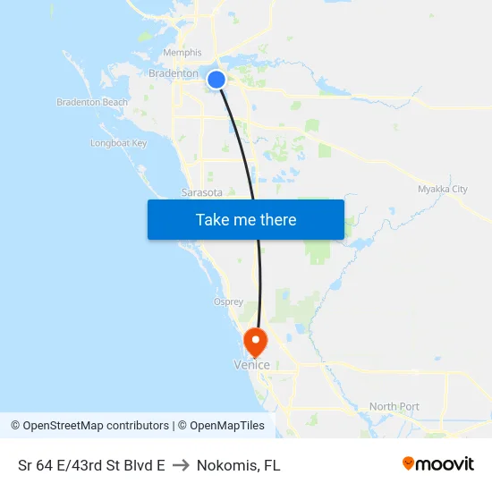 Sr 64 E/43rd St Blvd E to Nokomis, FL map