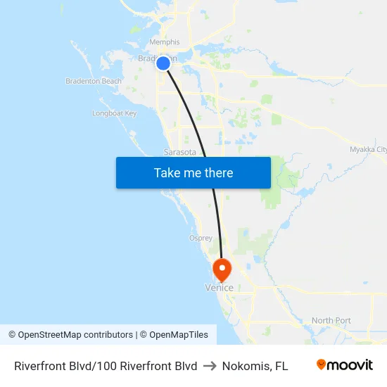 Riverfront Blvd/100 Riverfront Blvd to Nokomis, FL map