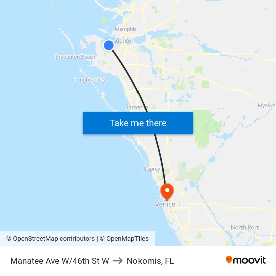 Manatee Ave W/46th St W to Nokomis, FL map