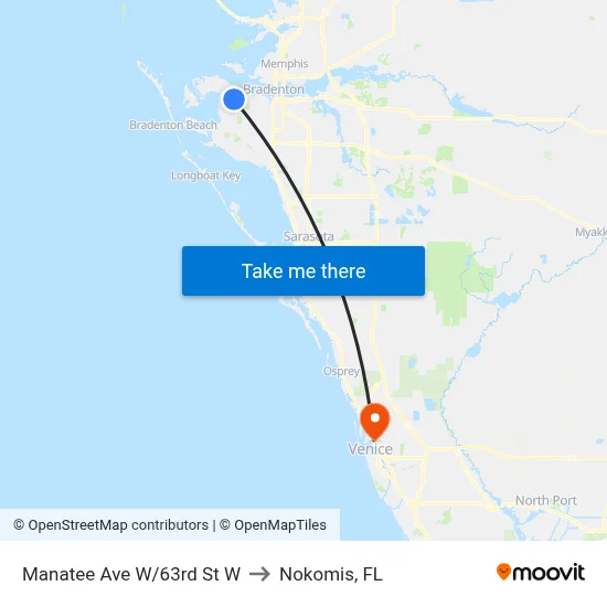 Manatee Ave W/63rd St W to Nokomis, FL map