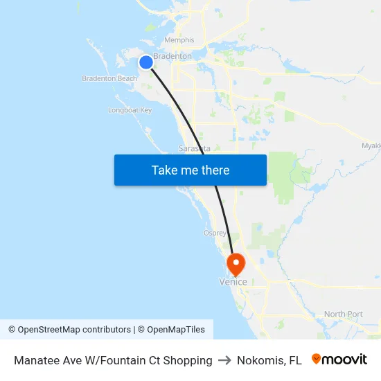 Manatee Ave W/Fountain Ct Shopping to Nokomis, FL map