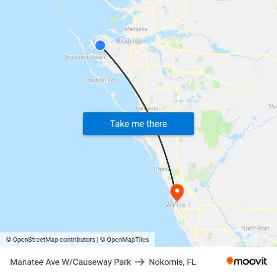Manatee Ave W/Causeway Park to Nokomis, FL map