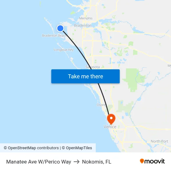 Manatee Ave W/Perico Way to Nokomis, FL map