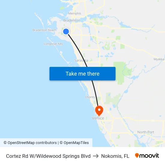 Cortez Rd W/Wildewood Springs Blvd to Nokomis, FL map