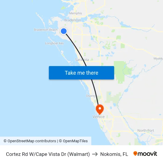 Cortez Rd W/Cape Vista Dr (Walmart) to Nokomis, FL map