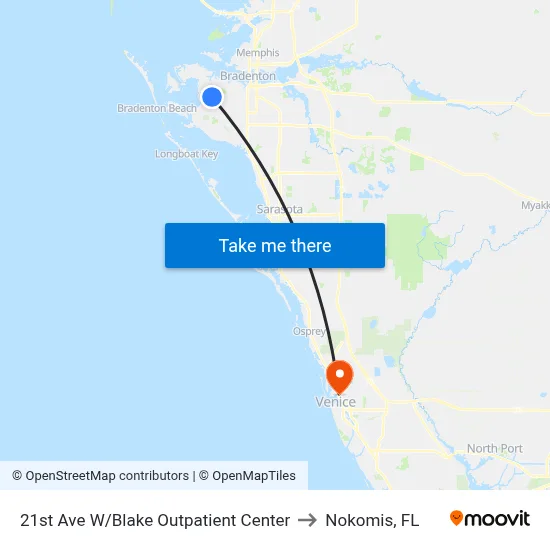21st Ave W/Blake Outpatient Center to Nokomis, FL map