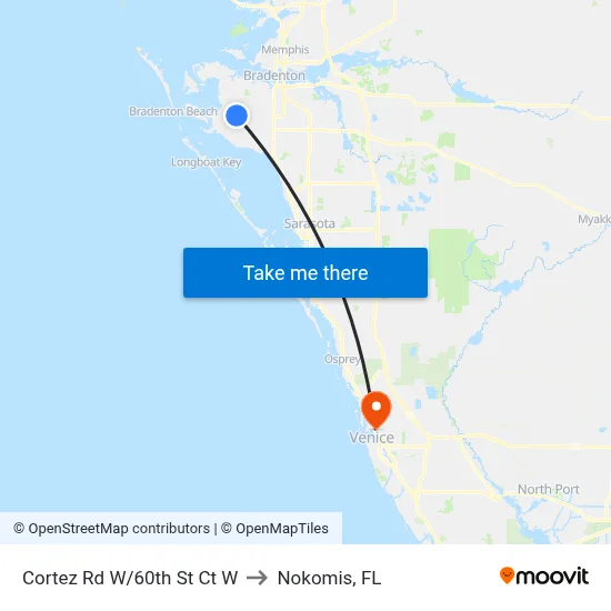 Cortez Rd W/60th St Ct W to Nokomis, FL map