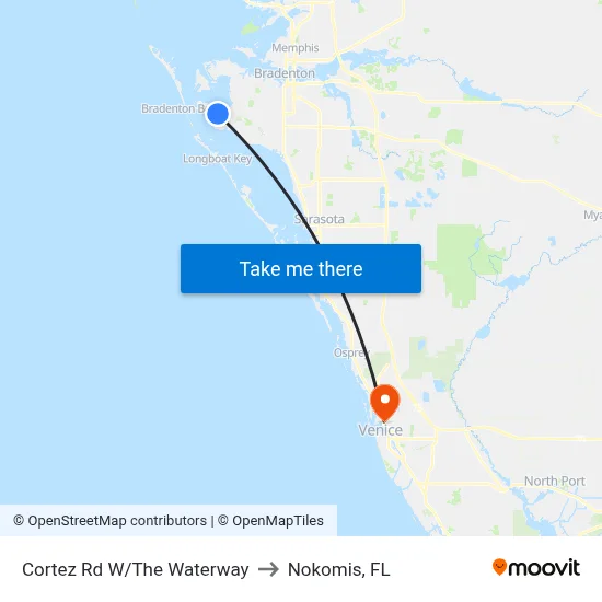 Cortez Rd W/The Waterway to Nokomis, FL map