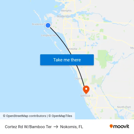 Cortez Rd W/Bamboo Ter to Nokomis, FL map