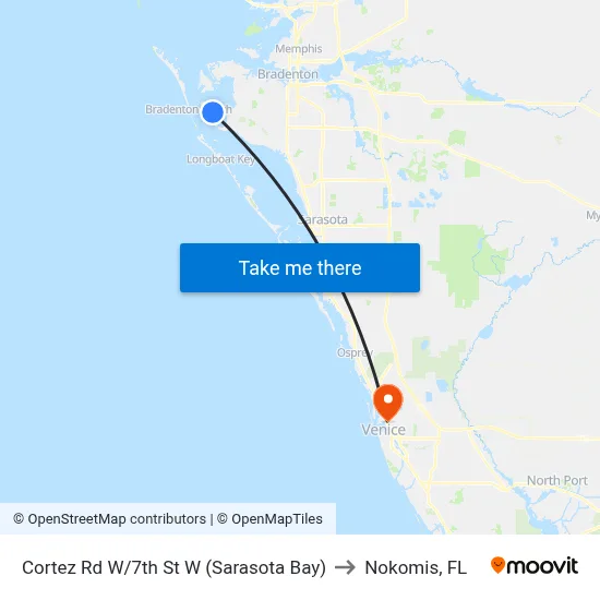 Cortez Rd W/7th St W (Sarasota Bay) to Nokomis, FL map