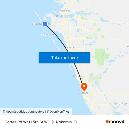 Cortez Rd W/115th St W to Nokomis, FL map
