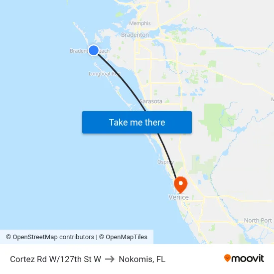 Cortez Rd W/127th St W to Nokomis, FL map