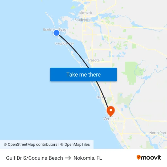 Gulf Dr S/Coquina Beach to Nokomis, FL map