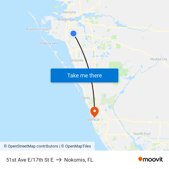 51st Ave E/17th St E to Nokomis, FL map