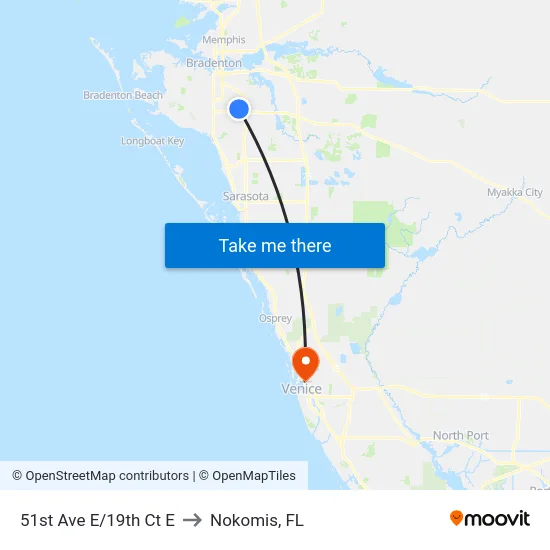 51st Ave E/19th Ct E to Nokomis, FL map