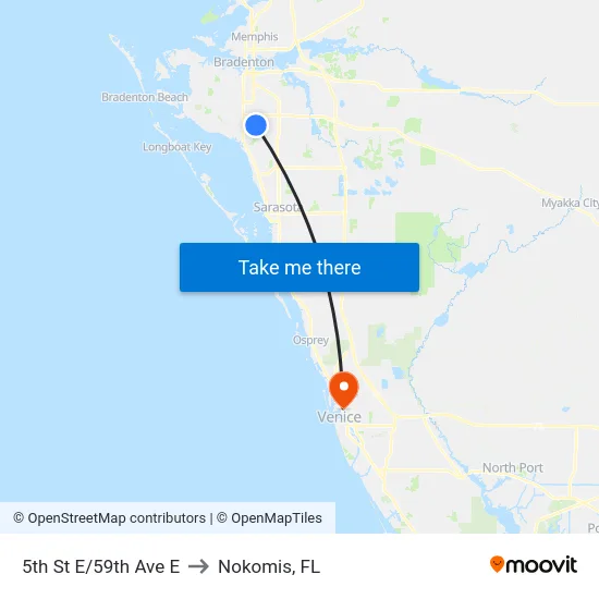 5th St E/59th Ave E to Nokomis, FL map
