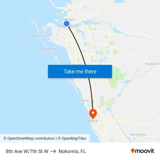 8th Ave W/7th St W to Nokomis, FL map