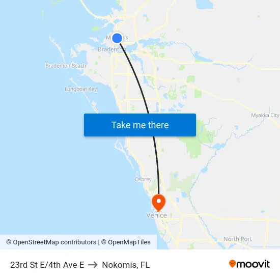23rd St E/4th Ave E to Nokomis, FL map