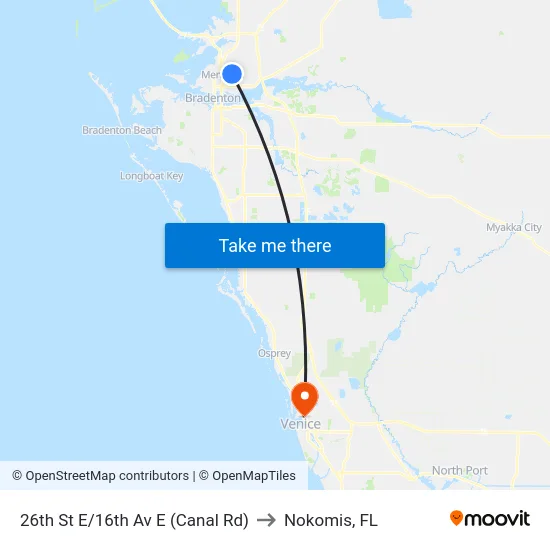 26th St E/16th Av E (Canal Rd) to Nokomis, FL map