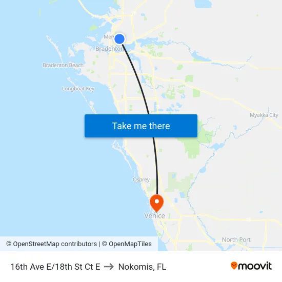 16th Ave E/18th St Ct E to Nokomis, FL map