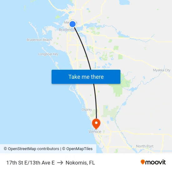 17th St E/13th Ave E to Nokomis, FL map