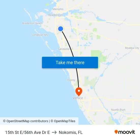 15th St E/56th Ave Dr E to Nokomis, FL map