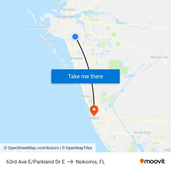 63rd Ave E/Parkland Dr E to Nokomis, FL map