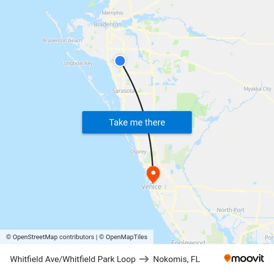 Whitfield Ave/Whitfield Park Loop to Nokomis, FL map