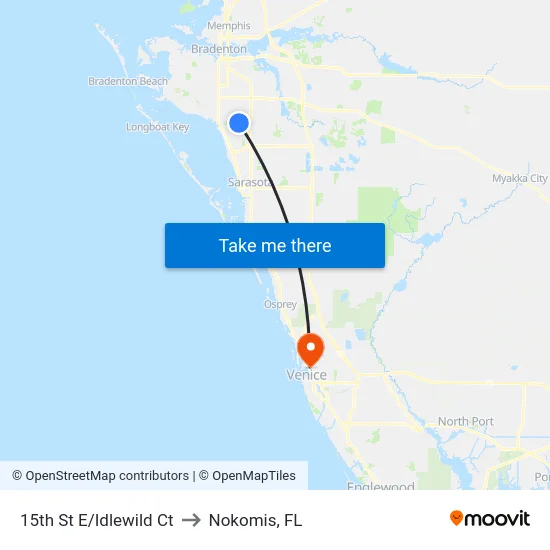 15th St E/Idlewild Ct to Nokomis, FL map
