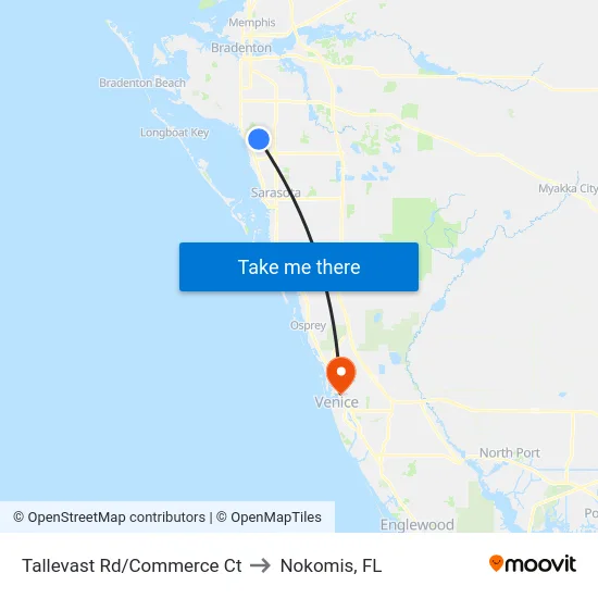 Tallevast Rd/Commerce Ct to Nokomis, FL map