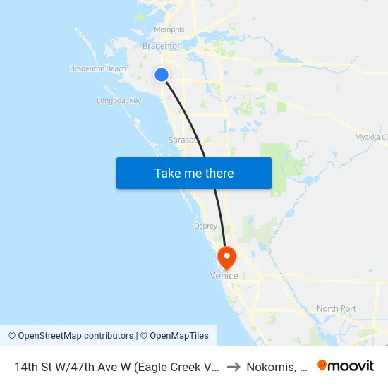 14th St W/47th Ave W (Eagle Creek Vill) to Nokomis, FL map