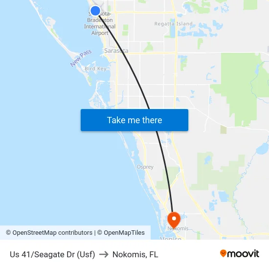 Us 41/Seagate Dr (Usf) to Nokomis, FL map