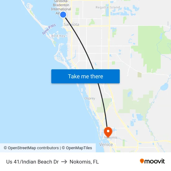 Us 41/Indian Beach Dr to Nokomis, FL map