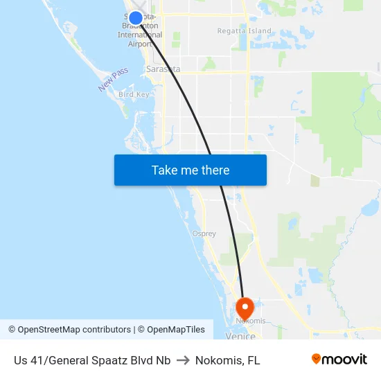 Us 41/General Spaatz Blvd Nb to Nokomis, FL map